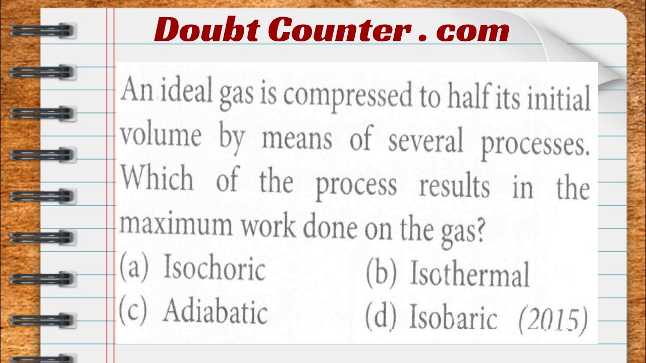 An ideal gas is compressed to half its initial volume by means of