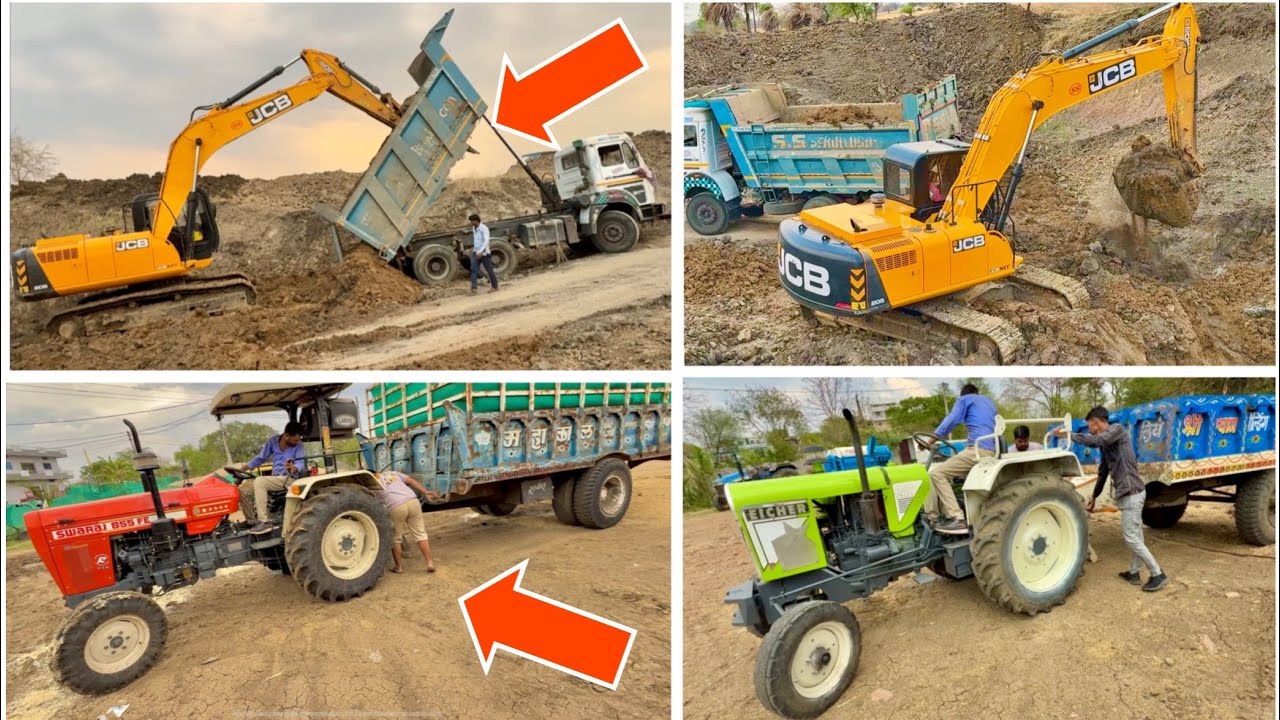 एक फिर भारी नुकसान TATA 2518 Breakdown | JCB 205 Excavator | Swaraj 855 with Big Trailer  Eicher 242