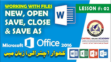 | Lesson #: 02 | Working with Files | Microsoft Word in Chitrali/Khowar (کھوار/چترالی)Language
