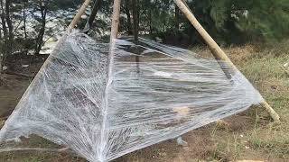 Plastic wrap to build a shelter