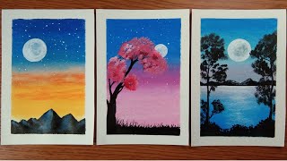 Easy Full Moon drawing ideas with oil pastel || How to draw with oil pastel