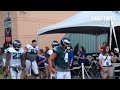 #Eagles quarterback Sam Bradford walks out to practice  Friday surrounded by a lot of the guys who b