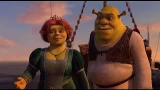 Shrek, Donkey And Puss In Boots Are In Boat Saying Goodbye And Fiona Is Having Pregnant