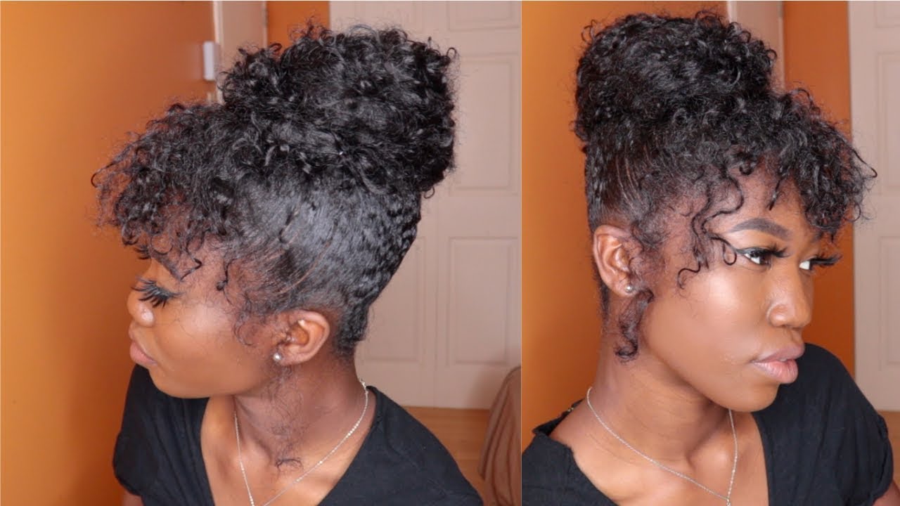 Faux Curly Bun & Bang | Using A Drawstring Ponytail On Natural Hair ...