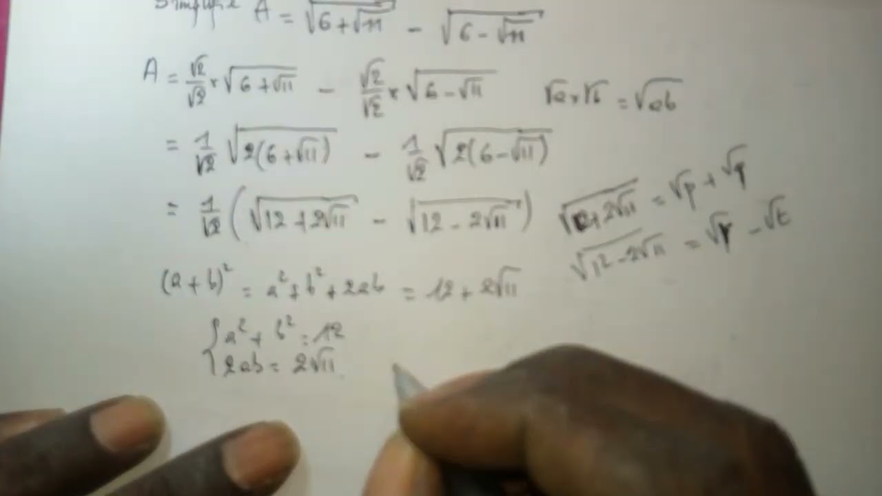 La simplification magique : √(6+√11) – √(6−√11) en multipliant par√2/√2