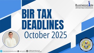 BIR October 2025 Tax Deadlines