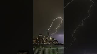 Lightning Strikes New York's World Trade Center Building Overnight