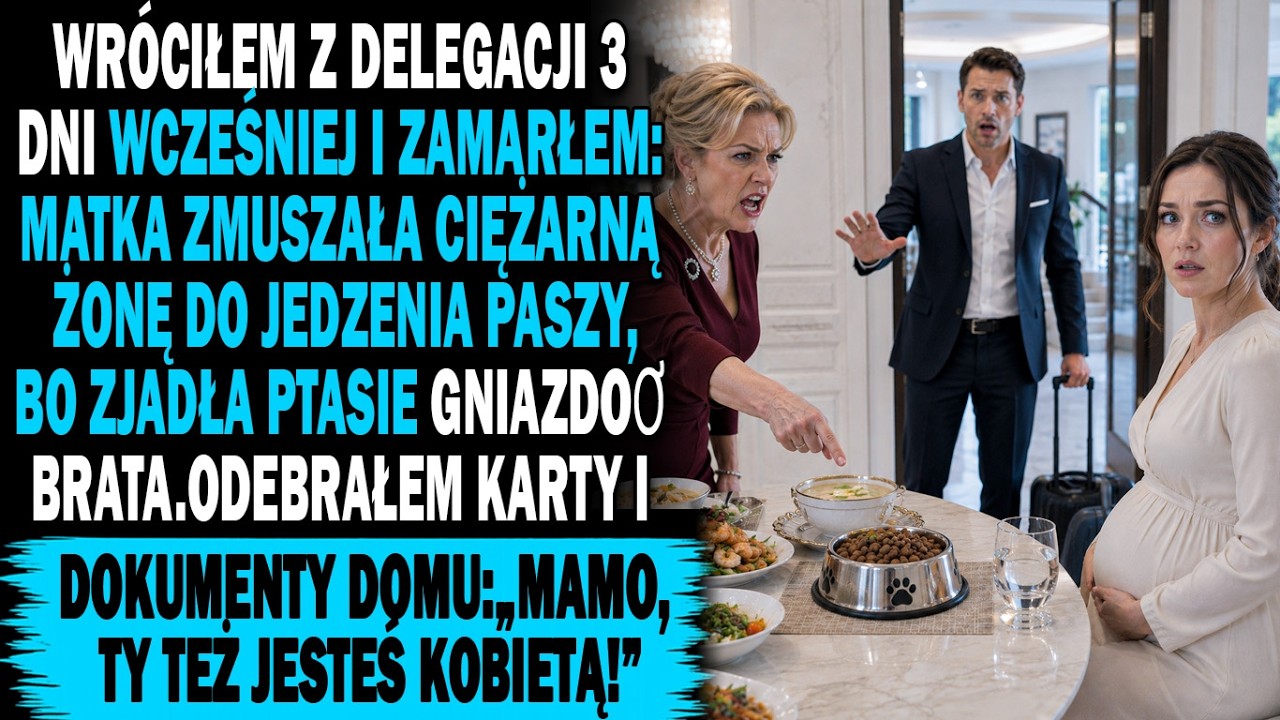 Wróciłem trzy dni wcześniej z podróży służbowej, żeby zaskoczyć ciężarną żonę kawiorem. Zamiast jej uśmiechu, w kuchni zobaczyłem moją matkę, która trzymała Ewę za włosy i wciskała jej do ust...