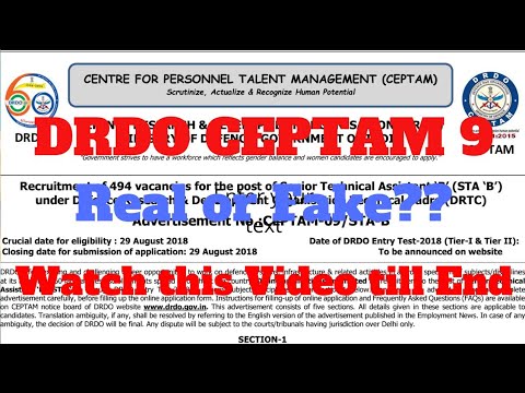 ceptam 9 drdo real or fake drdo recruitment 2018 sta b