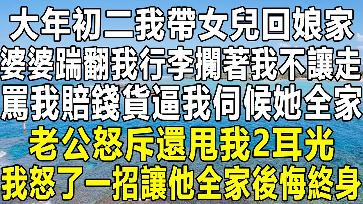 大年初二我帶女兒回娘家，婆婆踹翻我行李攔著我不讓走，罵我賠錢貨逼我伺候她全家，老公怒斥還甩我2耳光，我怒了一招讓他全家後悔終身！#情感秘密 #情感 #中年 #深夜故事 #家庭 #老年 #為人處世 - 天天要聞