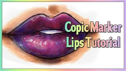 Copic marker TUTORIAL - How to color purple glossy lips with Copic Marker