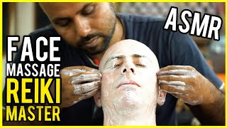 FACE with EAR MASSAGE by REIKI MASTER | ASMR Barber