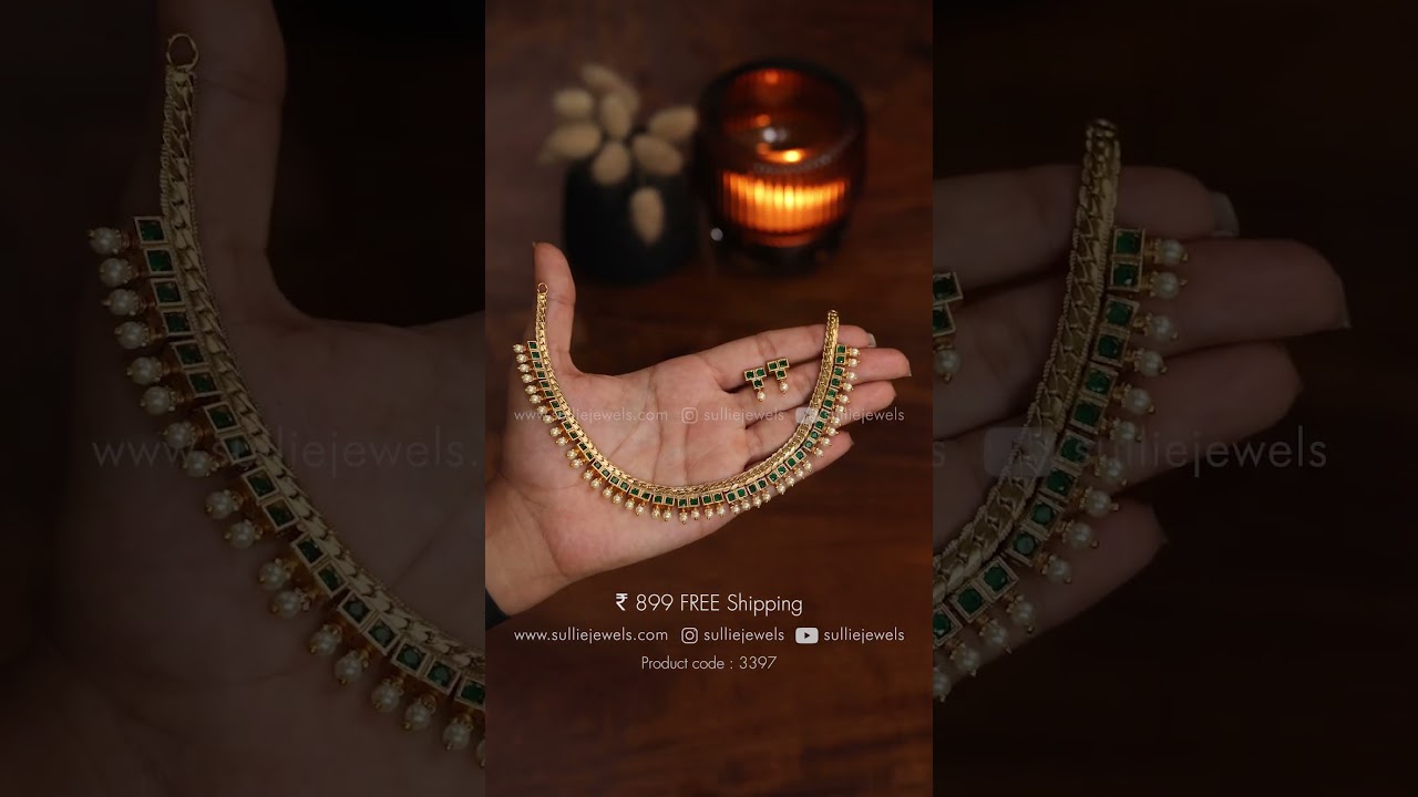 ⭐Ruby Pearl Necklace with Stud👉Whatsapp Orders : 80957 78479👉www.sulliejewels.com