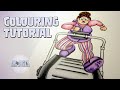 Dr. Digi's House of Stamps "Treadmill Tina" colouring tutorial by Kimberly