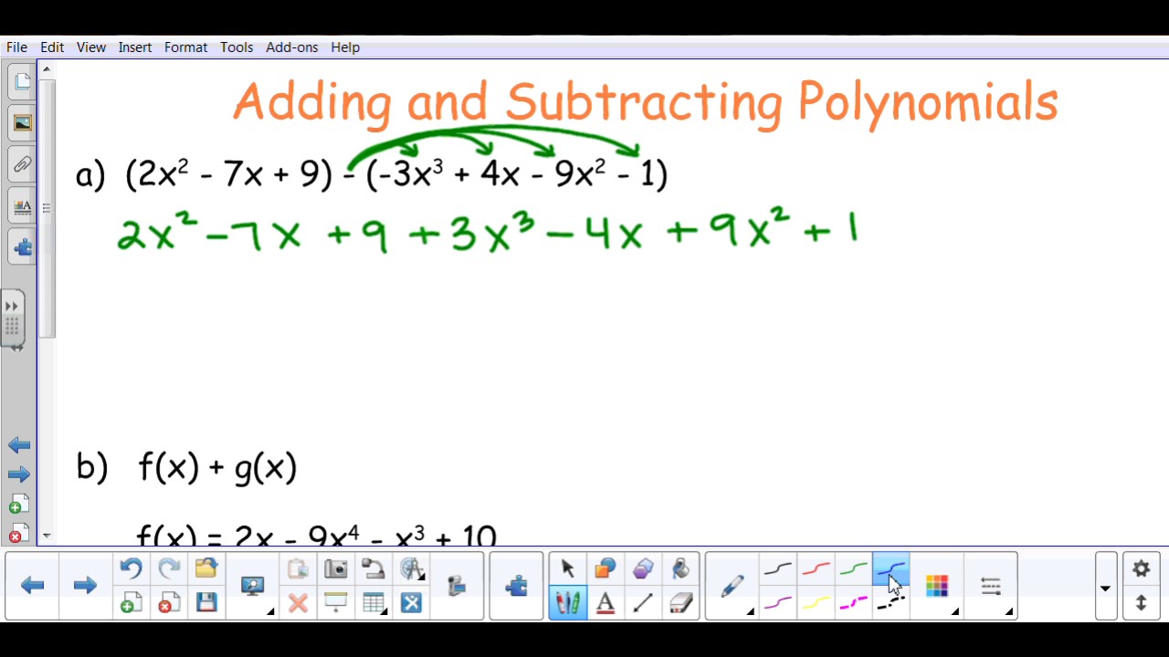 Adding and subtracting polynomials youtube