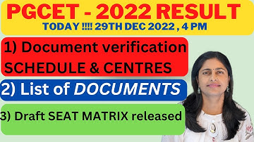 PGCET 2022 MBA/MCA/MTech | Result date | Document verification schedule  & places| CIVIL Courses