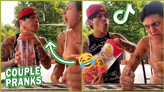 Did he just spit in her mouth ?!! 😜 Tiktok couple pranks