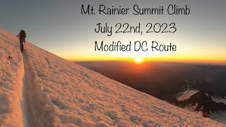 Mt. Rainier Summit Climb (July 21-22, 2023). 3D Map, Sunrise, Long DC Route, Alpenglow. 14410ft.