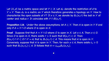 M2201 - Metric Topology - Section 1.5 - Subspaces