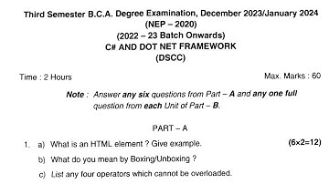 C# and .Net Framework 3rd Sem BCA| Mangalore University| NEP 2024|#mangaloreuniversity