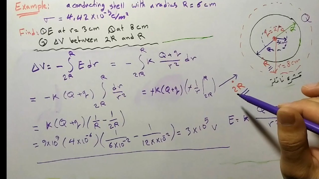 Electric potential.example 2.الجهد الكهربائي