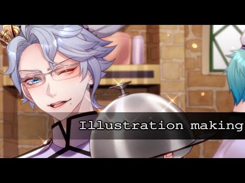 【ツイステ】肉イベでオクタヴィネルを描いてみた！【NRCマスターシェフ】【アズール・ジェイド・フロイド】【イラストメイキング】