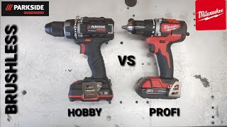 Parkside  vs Milwaukee akumulátorové vŕtačky  Brushless HOBBY vs PROFI