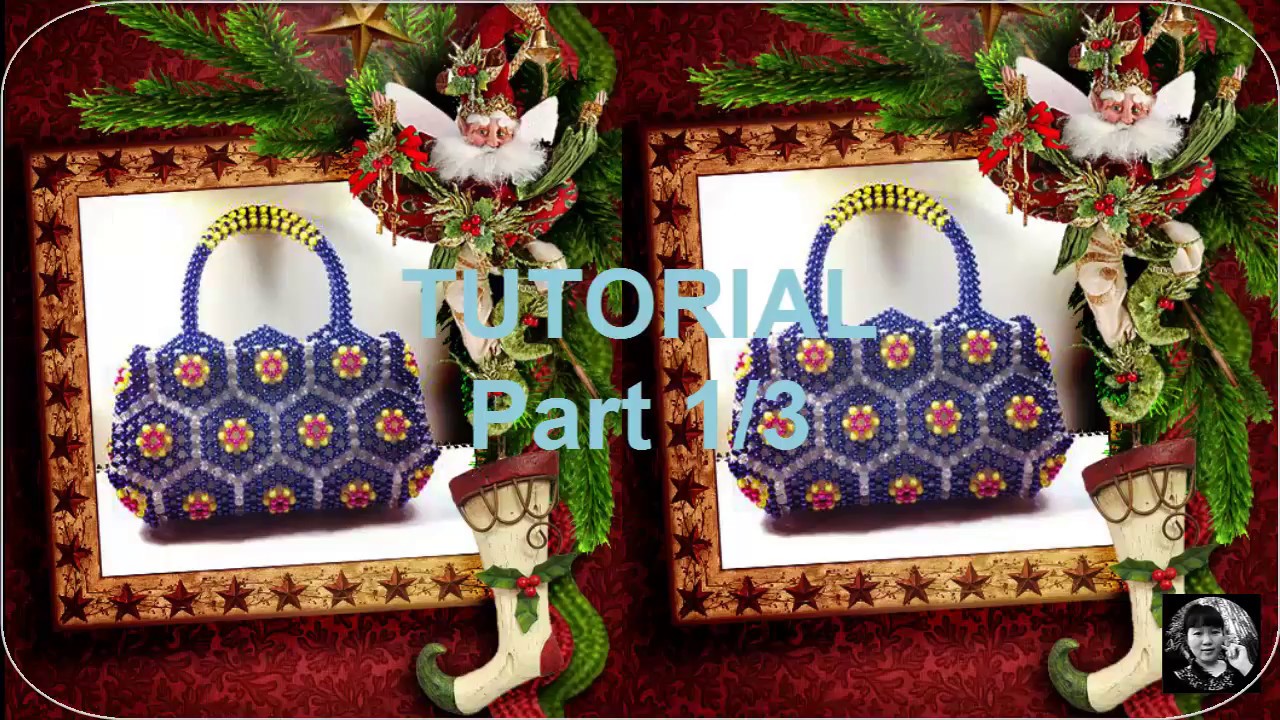 Handmade bag- How to make a beaded bag - 32 Flower (1/3)