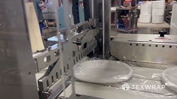 Shrink Wrapping Paper Plates with Texwrap Compact Side Sealer