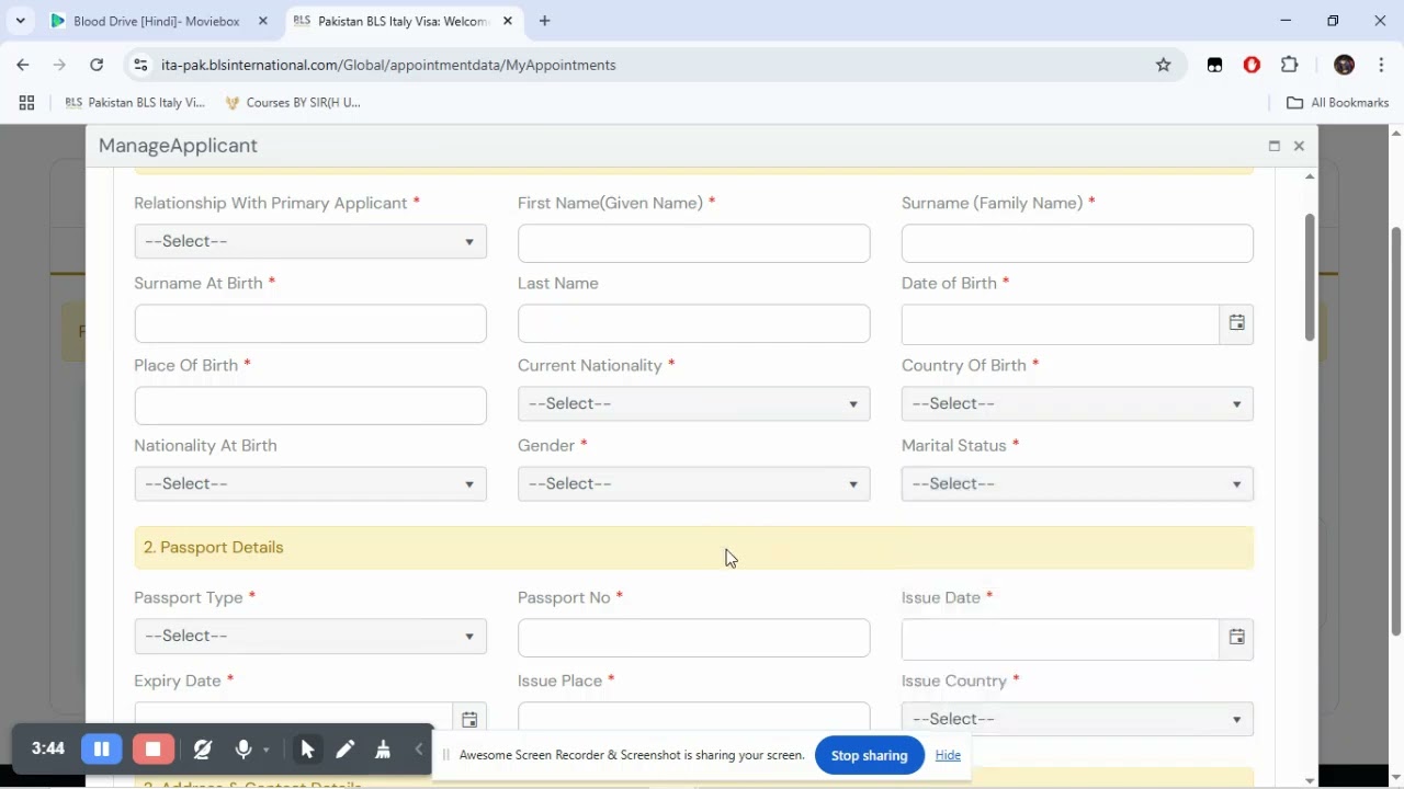 How to fill your BLS Application