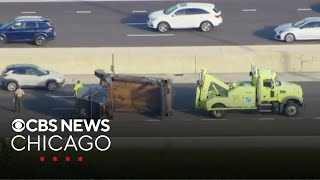 Crash involving semi truck shuts down lanes on Edens Expressway in Skokie