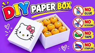 😱 No Glue, No Scissors! Hello Kitty Paper Box Craft 🎀✨