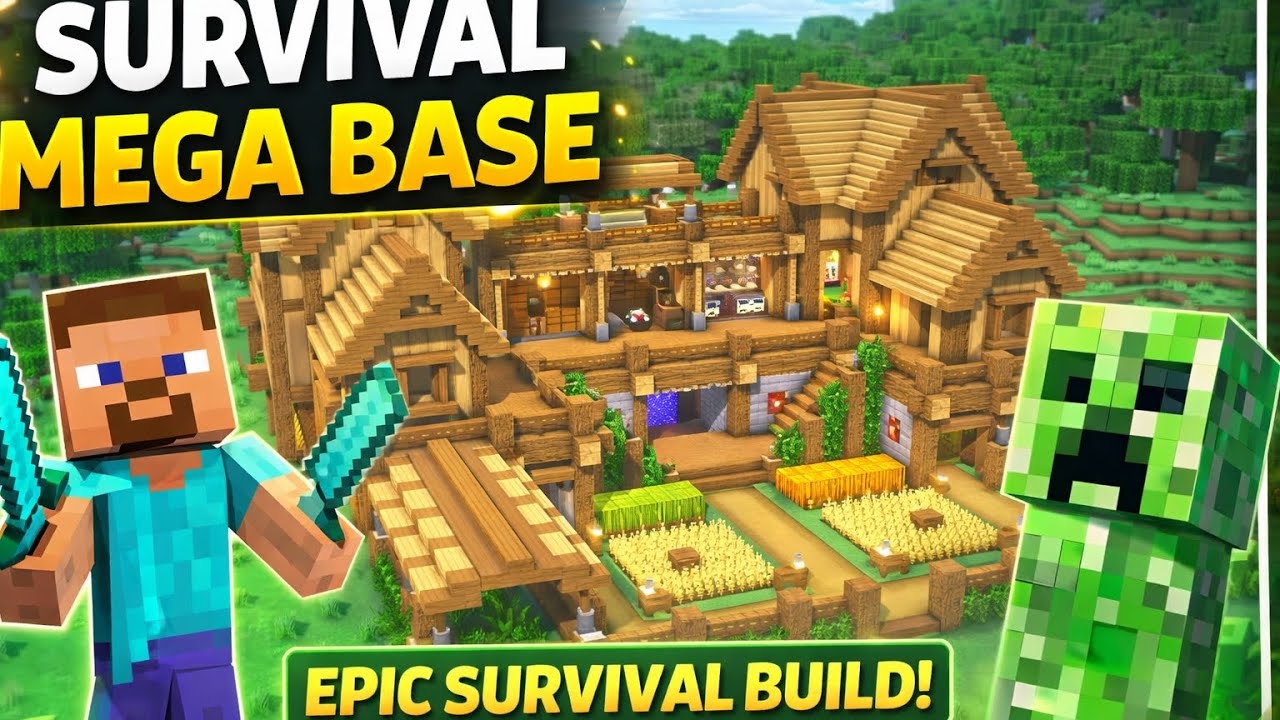 I Built the ULTIMATE Survival Mega Base in Minecraft! 🏡🔥/How to Build Survival House in minecraft 