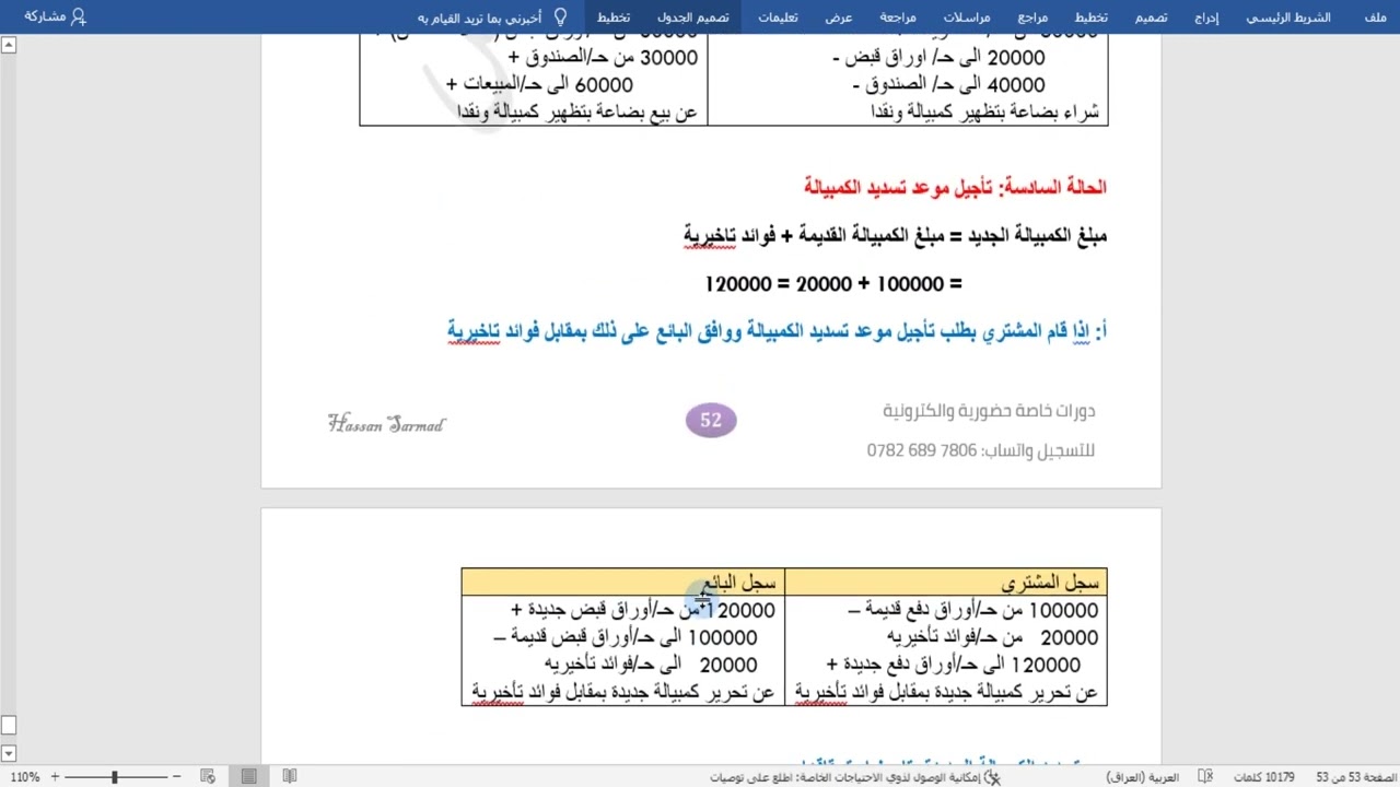 شرح الاوراق التجارية (الكمبيالات) جزء الثاني / مرحلة اولى