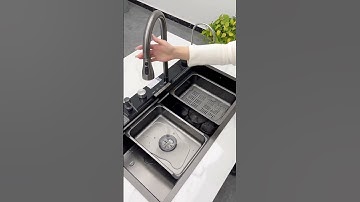 Chậu rửa bát 4 phím thông minh lắp tại quầy bếp đảo #kluger