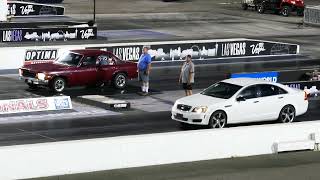 1970's Chevy Nova Vs. Chevrolet Caprice Sedan Drag Race - Las Vegas 6-2-2023 - 4K UHD