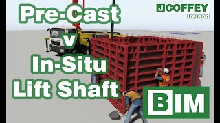 In Situ Lift Shaft v PCC Lift Shaft timeline Building Information Modelling. BIM.