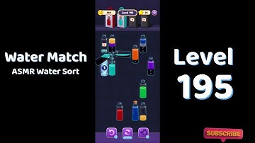 Water Match Level 195 Walkthrough 💧🎮 | Water Match ASMR Water Sort | Solutionguruji