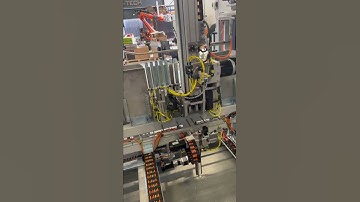 Robopacker turning very low & large crashlock corrugated boxes behind multi-point folder gluer