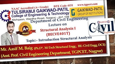 Structural Analysis: Introduction to Structural Analysis by Mr. Aasif Baig, Asst Prof Civil Eng Dept