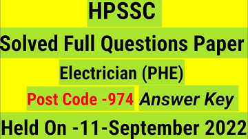 HPSSC Electrician (PHE) Solved Full Question paper Post Code 974 HPSEBL
