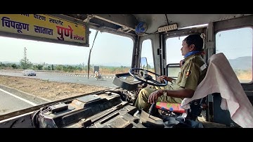 PUNE TO RATNAGIRI VIA KUMBHARLI GHAT : FULL JOURNEY : MSRTC SEMI LUXURY HIRKANI ST BUS CABIN RIDE