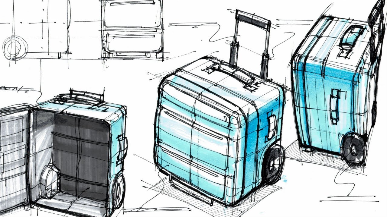 How to draw Luggage (Industrial Design Ideation Sketching) YouTube