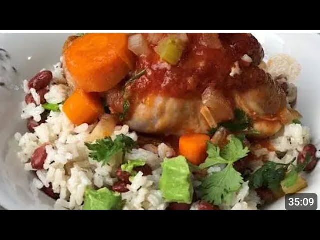 Caribbean Chicken w/ Rice & Peas class=
