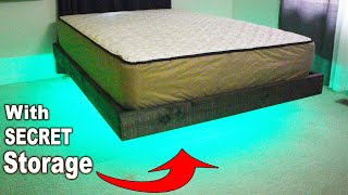 Floating Bed Frame With STORAGE and Lights (free Cut List)