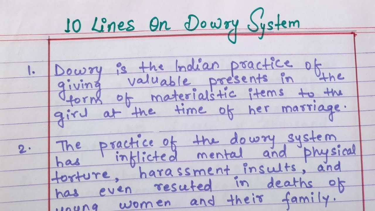 dowry system essay 10 lines