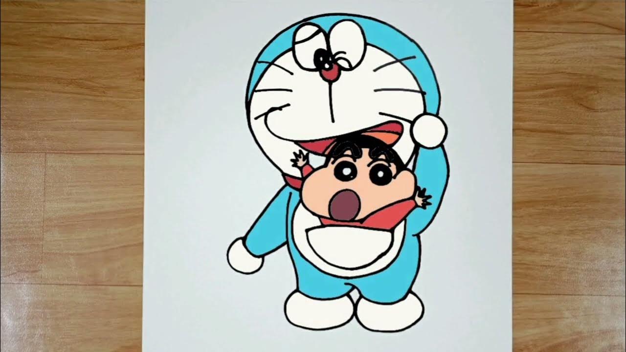 How to Draw Doraemon and Shinchan together step by step easy ...