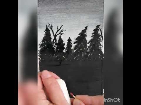 Малюнок "Ніч в лісі". Малюємо легко та швидко. 🔥 #малюнок #мистецтво # ...