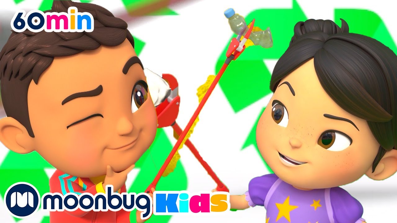 ⁣Pisada da Reciclagem | 1 HORA DE LELLOBEE CITY FARM | Moonbug Kids - Músicas Infantis em Português