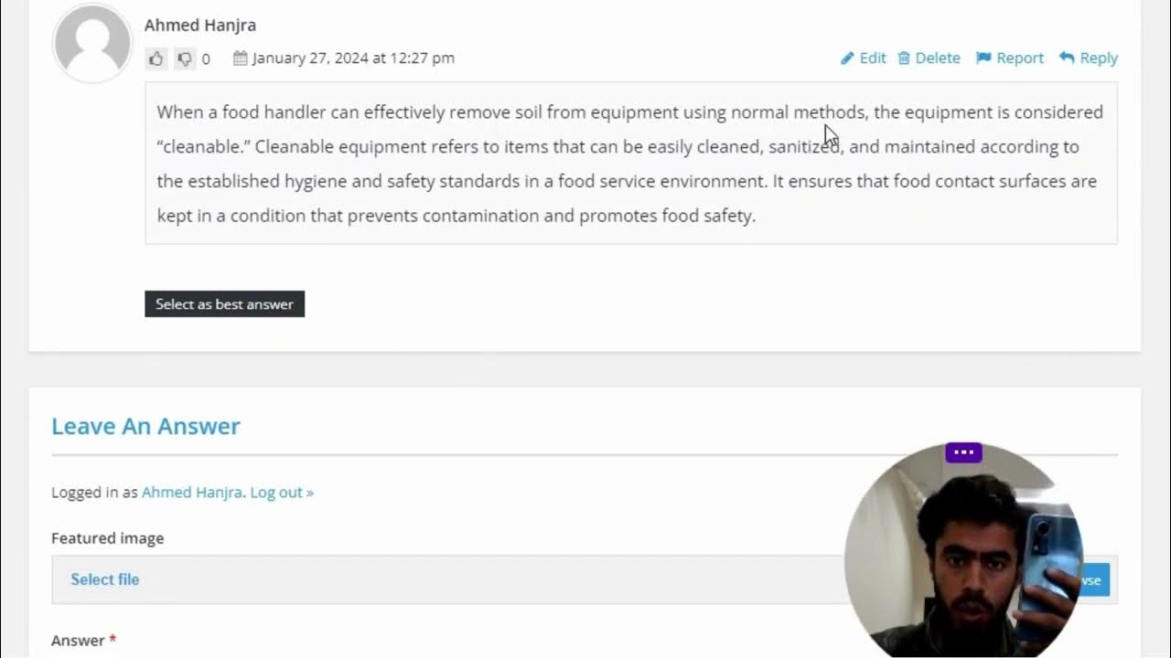 When a food handler can effectively remove soil from equipment using
